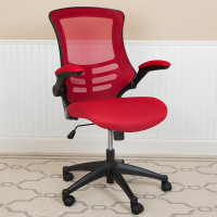 Flash Furniture BL-X-5M-RED-GG Mid-Back Red Mesh Swivel Ergonomic Task Office Chair with Flip-Up Arms